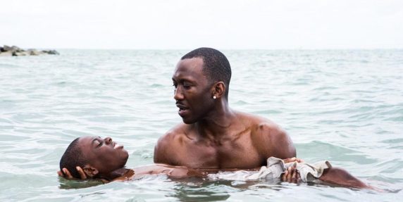 This image released by A24 Films shows Alex Hibbert, left, and Mahershala Ali in a scene from the film, 